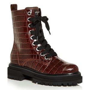 Designer Kurt Geiger Leather Croc Biker Boots